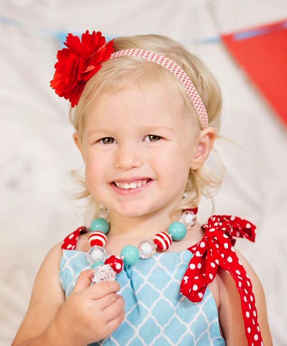 Red, White & Aqua Chunky Necklace
