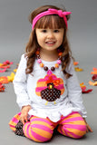Lil Turkey Pant Outfit-Chocolate Hot Pink/Orange