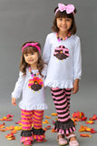 Lil Turkey Pant Outfit-Chocolate Hot Pink/Orange