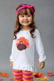 Lil Turkey Pant Outfit-Chocolate Hot Pink/Orange