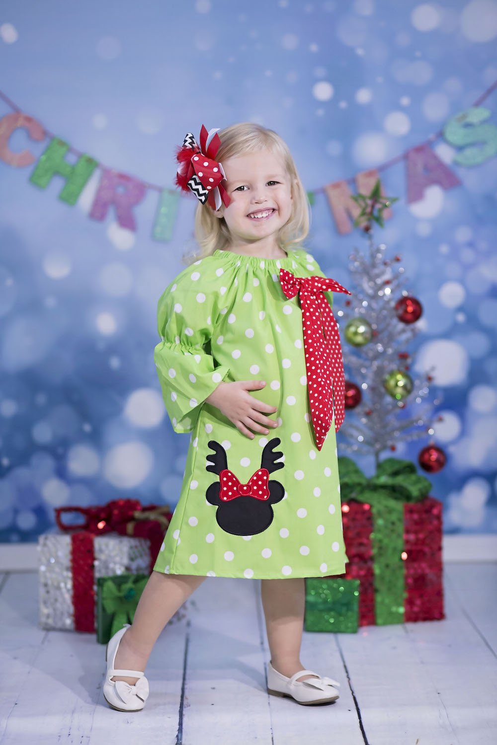 Reindeer Mouse Applique Dress