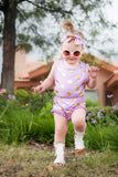 Polka Dots Pom Pom Romper Set-Lilac