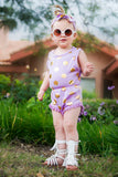 Polka Dots Pom Pom Romper Set-Lilac