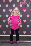 Hot Pink Ruffle Raglan Tee