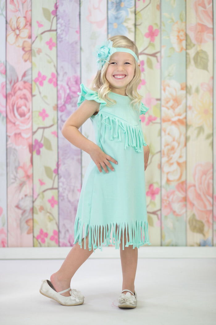 Aqua Fringe Dress