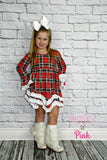 Holiday Plaid Lace Dress