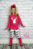Hot Pink Black Deer Bow Outfit