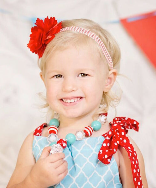 Red, White & Aqua Chunky Necklace