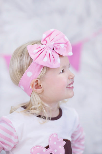 Light Pink White Polka Dots Bowband