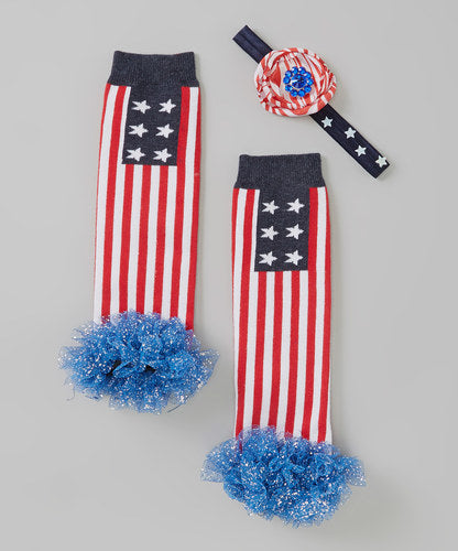 Stars & Stripes Legwarmers + FREE headband