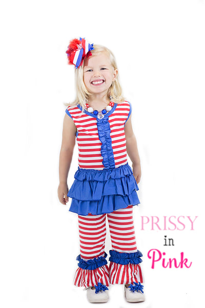 Patriotic Stripes Ruffle Pant Outfit