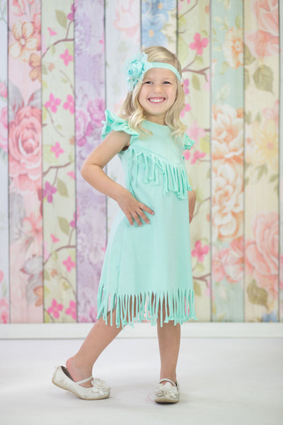 Aqua Fringe Dress