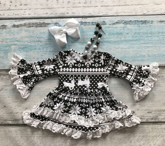 Holiday Reindeer Lace Dress