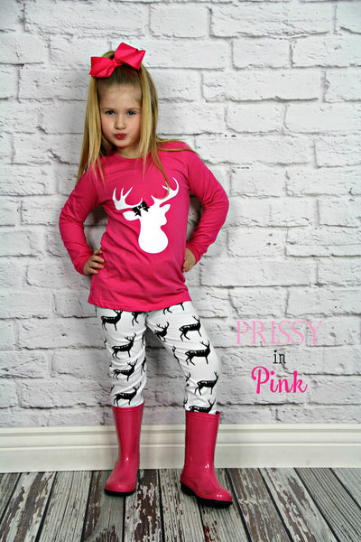 Hot Pink Black Deer Bow Outfit