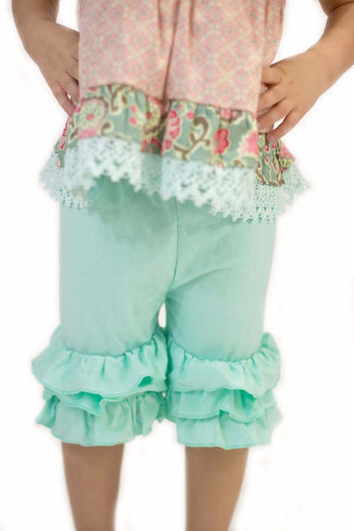 Triple Ruffle Shorties-Mint