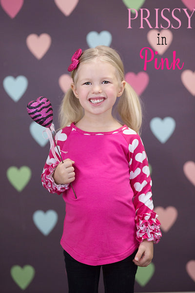 Hot Pink Ruffle Raglan Tee